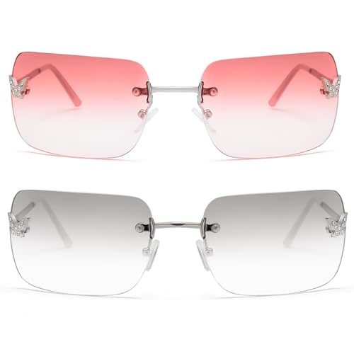 Y2k Sunglasses for Women - Trendy Rimless 2000s Fashion Sun Glasses Rave Shades3