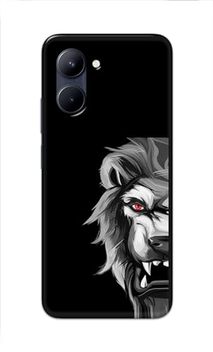 Image of PRINTFIDAA Printed Hard Back Cover Case for Realme C33 Back Cover (Angry Lion) -112
