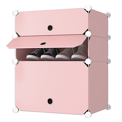 Catálogo de Zapateras para niñas los 10 mejores. 48 Shopeame Buró Zapatero Organizador Plástico de Tres Niveles | Utilísimo® (Rosa)