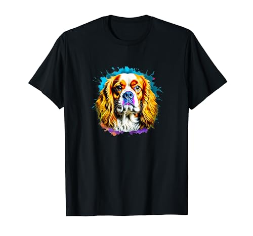 Cavalier King Charles Spaniel Pop Art I Dog Splash Art Maglietta