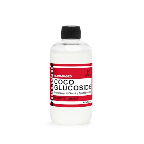 Lusera Coco Glucoside Surfactant 8 fl oz Cosmetic Grade Plant-Based Nonionic Cleansing Agent Sulfate-Free Foam Booster for DIY Shampoo Body Wash Facial Cleanser