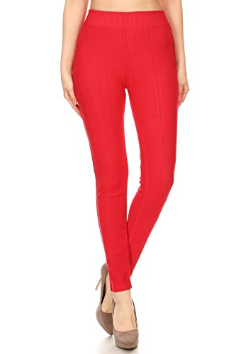 Image of Leggings Depot Women's Cotton Blend Stretch Pull-on Jeggings Casual Pants with Pockets (Available in Plus Size)