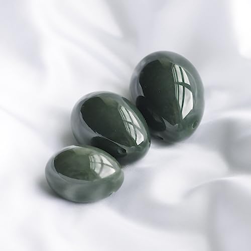 Polar Jade Yoni Ei, Yoni Ei Set, Jade Eggs, Yoni Stones, Yoni-Ei, Yoni Eier, Nephritejade Eier Dreierset, Groß Medium und Klein 3 größen gebohrt