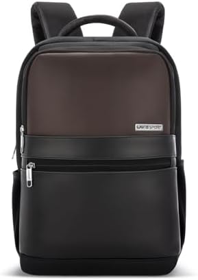 Lavie Sport 45cm Pioneer 24 Litres Laptop Backpack with Trolley Sleeve For Men & Women | Premium Vegan Leather Office Travel Backpack | Upto 14" Notebook/Macbook Compatible