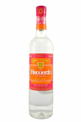 Mezcal Recuerdo Joven - Botella de Mezcal Mexicano - Sin Reposo ni Maduración Fabricado con Agave - 70 cl - 40% de Alcohol - con Sabor Agridulce y Cítricos Frescos