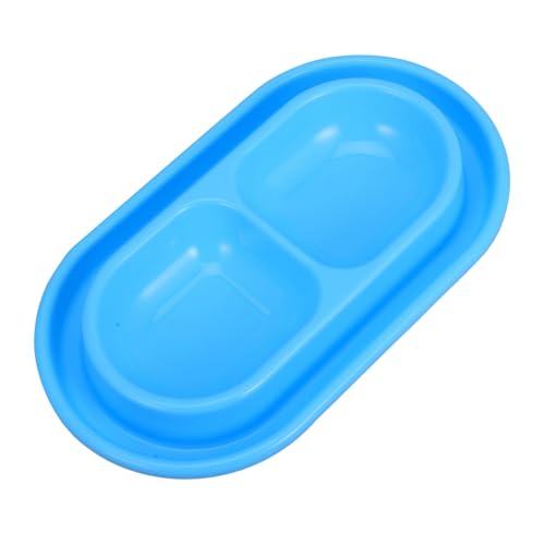 YARNOW ペット用ダブルボウル 猫用フードボウル プラスチック製 アリよけ設計 ブルー 給餌と給水に 子猫 小型犬向け ペット用食器セット