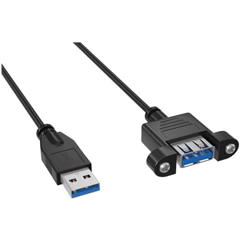 CableLeader 10ft USB 3.0 High-Speed Type A Male to Female Extension Cable with Panel-Mount and Screws, Compatible with Keyboard, Mouse, Flash Drive, Black Cover