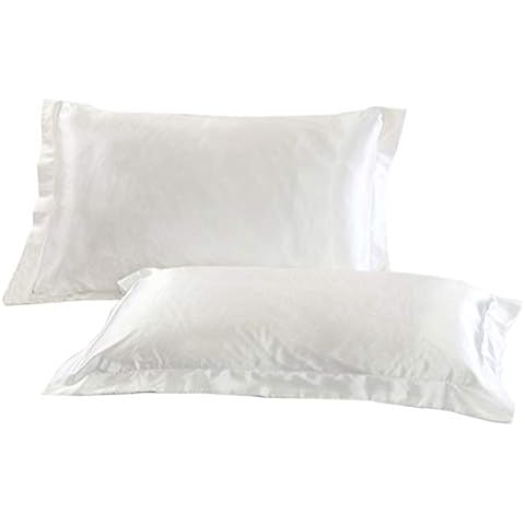 EURhine Silk Pillowcase Satin Pillow Case Pillow Cover Set Standard Size (30x20Inch, White 2 Pcs) Cover