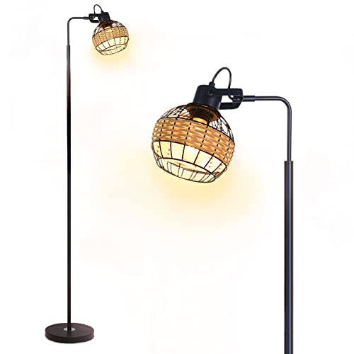 EUPYTE Stehlampe aus Bamboo, 1 Flammige Schwenkbare Stehleuchte Cover