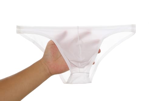 Gogobear Men's Sexy Seamless See Through Underwear Low Waist Ice Silk Backless Tangas Sheer Bikini Briefs Underpants