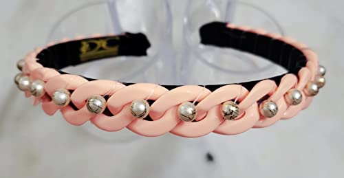 Image of Neon Peach Chain Plastic Hairbands /Headbands for Girls & Women (Set of 1)