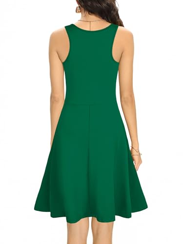 Image of Missufe Women's Sleeveless Racerback Flared Casual Plain Tank Dress