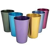 6 PCS Anodized Aluminum Tumblers - Multi Colored Cups Set for Water Iced Coffee Drinking Metal Wine...