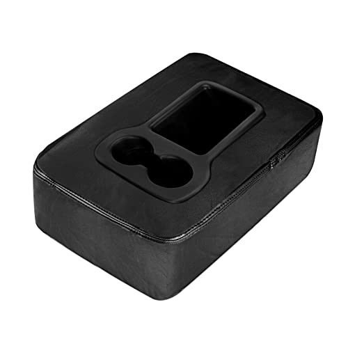 LCWRGS Jump Seat Armrest Cover Replacement for 2007-2014 Chevy Silverado Tahoe Suburban Avalanche GMC Yukon Sierra, Leather Center Console Cover with Zipper Design