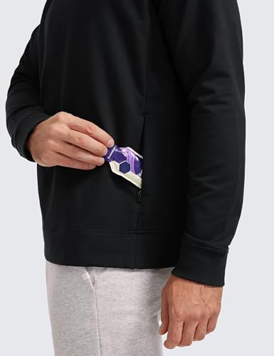 CRZ YOGA Mens Crewneck Sweatshirts French Terry Athletic Workout Sweat Shirts Casual Pullover Tops with Zipper Pocket4