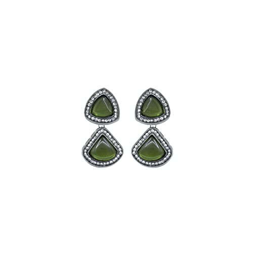 Juego de joyas Kundan triangular negro con maangtikka de latón artesanal para mujer 6