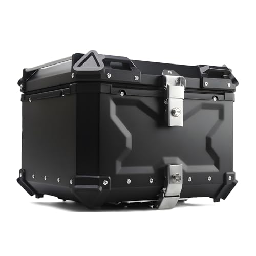 Caja Superior para Motocicleta,Caja De Cola De Motocicletas,Topcase 45/55/65 litros Baúl De Moto Aluminio Maletero De Moto con Llaves Y Accesorios Impermeable,BlackB-65L