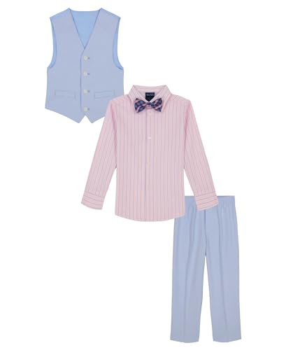 Image of Nautica Boys' 4-piece Formal Suit Set with Vest, Pants, Collared Dress Shirt, and Tie