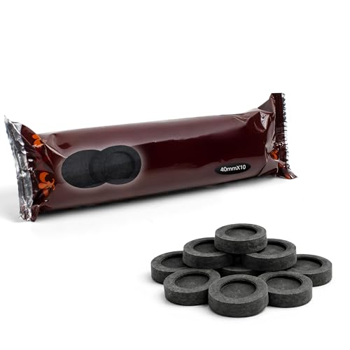 Carbón de Incienso Ø 40 mm – 10 Pastillas de Carbón Natural para Quemadores, Encendido Rápido y Quema Uniforme, Ideal para Resina, Aromaterapia, Rituales y Ambiente Zen