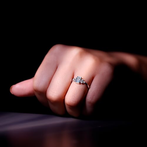Certified Aquamarine Moissanite Promise Ring in Silver, AAA Quality, Natural Aquamarine Proposal Ring - Ready To Gift3