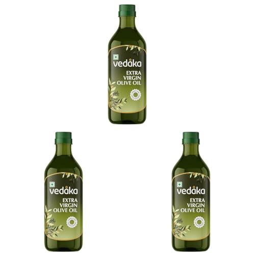 Image of Amazon Brand - Vedaka Extra Virgin Olive Oil | 1L | Ideal For low heat cooking like Sauteing, Grilling & Salad Dressing (Pack of 3)