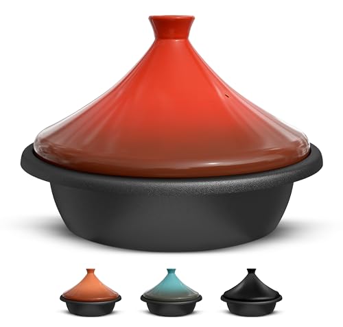 KooK Moroccan Tagine, Enameled Cast Iron Cooking Pot, Tajine with...