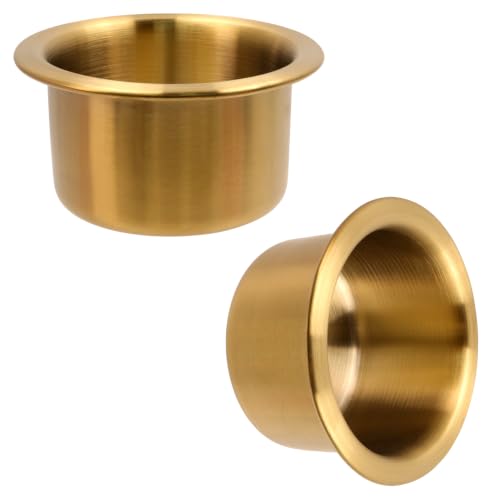 2 portavasos embutidos de acero inoxidable dorados 4.21×2.09 pulgadas miniatura 1