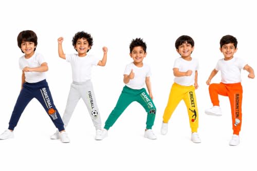 Image of NammaBaby Baby Boys Regular Fit Mid Rise Cotton Printed Track Pants Trackpants (Assorted Prints)