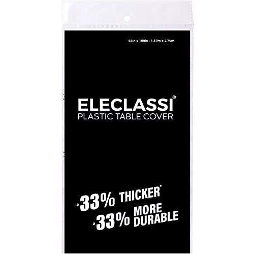 Eleclassi Black 6 Pack Premium Disposable Plastic Tablecloth 54 x 108 in - Plastic Table Cloth Disposable for Rectangle Table Up to 8 Feet - Black Rectangle Tablecloth