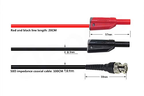 Image of Measurement & Analysis Instruments Digital Multimeters & Oscilloscopes - BNC Q9 to Dual 4mm Stackable Shrouded Banana Plug with Test Leads Probe Cable 100CM