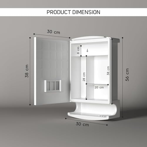 Image of Lucios Stainless Steel Bathroom Cabinet with Mirror, Wall Mounted Medicine Cabinet for Bathroom Storage, Rustproof & Waterproof Design, Adjustable Shelves (Plastic, 12 * 21 Inch)
