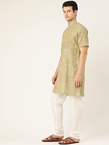 Image of Rajubhai Hargovindas Green Khadi Half Sleeve Kurta