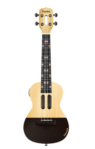 Populele U1 Ukelele Concierto, 23 pulgadas Ukelele, Ukelele Concierto con Bolsa, Aplicación inteligente, Diapasón de 72 LED, video enseñanza, modo de juego, modo de entrenamiento, diapasón ABS
