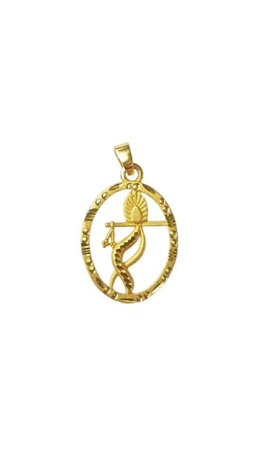 denicraas Gold-Plated Krishna Flute Design Oval Pendant, Religious Jewelry-picture-10