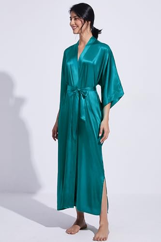Image of PRODESIGN Satin Kimono Robe Women Long Silky Kimono Bathrobe Sleepwear Wedding Bridesmaid Robe
