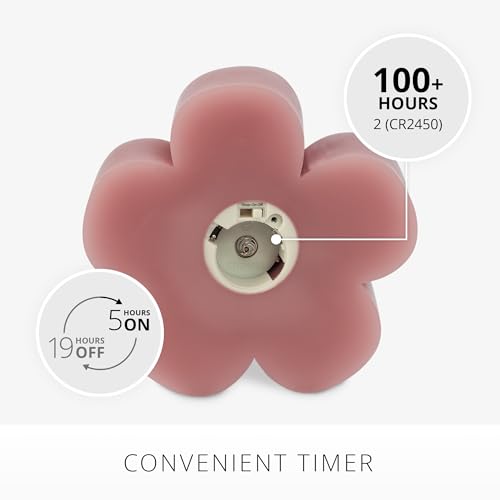 Image of Luminara - Flameless Flickering Moving Flame Nature-Inspired Battery Operated LED Decor - Spring Summer Collection - Blooming Mauve Flower Tealight Candle - 4.7 inch x 2.1 inch