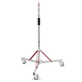LOMTAP Light Stand Photography Heavy Duty Stainless Steel with Wheel Casters, Tripod C Stand for Monolight, Softbox, Reflector, Adjustable Height 4.6ft/140cm to 10.5ft/320cm