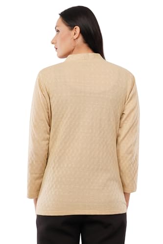 Image of Women Woolen Full Sleeve self Knit v-Neck Sweater Cardigan for Winter wear with Front Pockets Plus