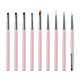 Nail Art Pinsel Set, 9pcs Nageldesign Malerei Pinsel, Professionelle Nail Art Design Pinsel, Nail Fine Liner Pinsel, Rosa