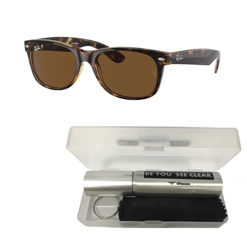 Ray-Ban RB2132 Sunglasses Bundle: RB 2132 NEW WAYFARER 902/57 New Wayfarer Tortoise B-15 Bro and Eyewear Cleaning Kit2