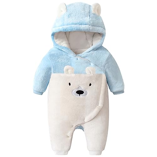 Image of Fairy Baby Newborn Baby Snowsuit Bear Onesie Romper Winter Warm Coat Infant Fleece Footie Jumpsuit for Girls Boys 0-18M