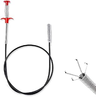 Flexible Strong Drain Unblocker, 90 CM Drain Sink Unblocker Sink Drain Snake Grabber Spring Drain Hair Remover Tool for Kitchen Sink Bathroom Tub Toilet Drains (Black)