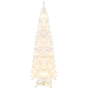 Goplus7ftwhiteprelitpencilchristmastreeartificialhingedslimtreewith800tips300warmwhitelights8lightingmodesxmastreeforindoorhomeofficepartyholidaydecor Urban Country Home Decor Goplus 7ft white pre lit pencil christmas tree artificial hinged slim tree with 800 tips 300 warm white lights 8 lighting modes xmas tree for indoor home office party holiday decor urban country home decor