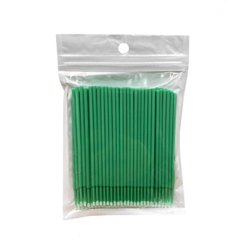 ルナリ マイクロスティック 100本 マイクロブラシ まつエク マイクロ綿棒 マイクロアプリケーター 極細綿棒 (M, グリーン)