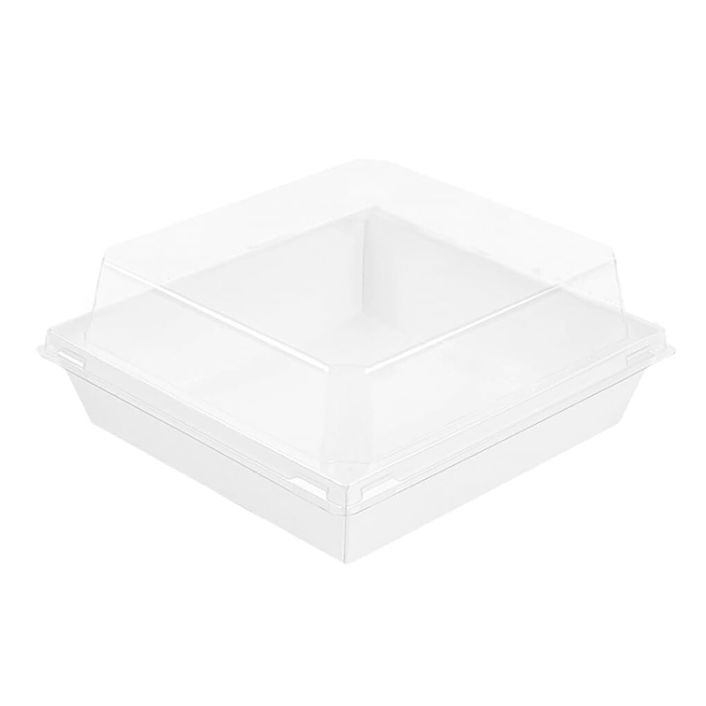 Cajas para cupcakes de 100 piezas con ventana, galletas, dulces, recipientes para repostería, organizador portátil de ensaladas y pasteles de un para el hogar, Blanco