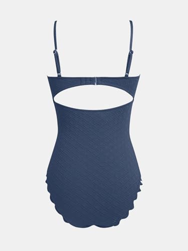 Image of CUPSHE Women's One Piece Swimsuit Sexy Cutout Scallop Trim Bathing Suit