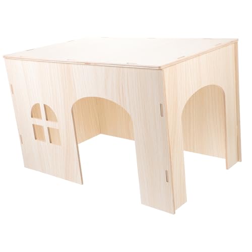 Mipcase Guinea Pig Hideout Wooden House for Hamsters Chinchillas Small Pets Durable Multi Use Habitat for Resting Sleeping Playing Present for