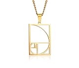 MPRAINBOW Unisex Stainless Steel Gold Plated Fibonacci Sequence Ratio Symbol Pendant Necklace Mathematics Jewelry Gift For Teacher,Son, Daughter,Friends