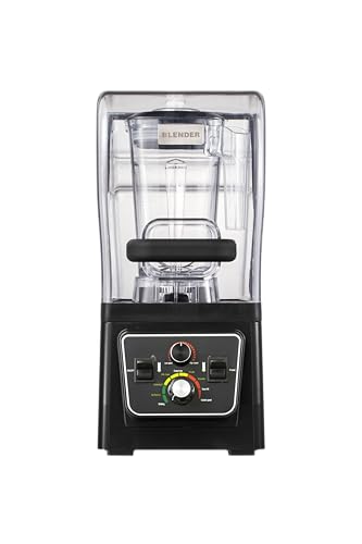 Commercial Blender with Soundproof Shield, 2200W Quiet Professional Blenders, Heavy Duty Blender with Strong and Quiet Professional-Grade Power, Self-Cleaning, Quiet Sound Enclosure,