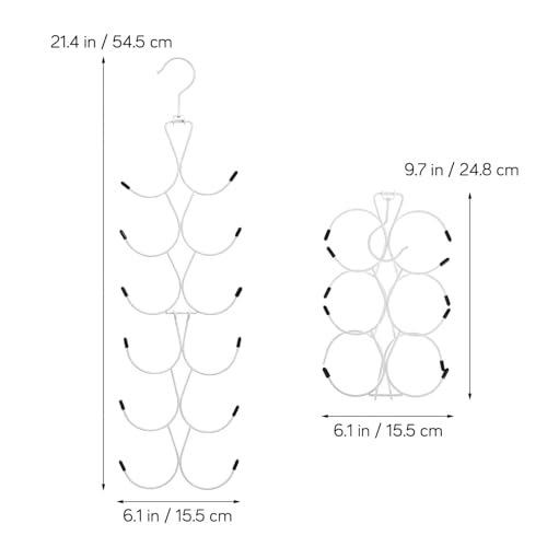 Yuannee Schalhalter,Weißer Schalhalter mit 12 Haken Faltbarer Kleiderschrank Organizer für Tücher Accessoires Teleskopische Haken für Schals Gürtel Krawatten Platzsparende Aufhängung